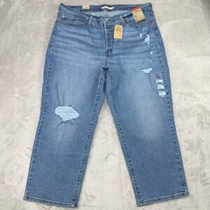 NWT Levis Jeans Womens 20W Wedgie Straight Distressed Stretch Comfort High Rise